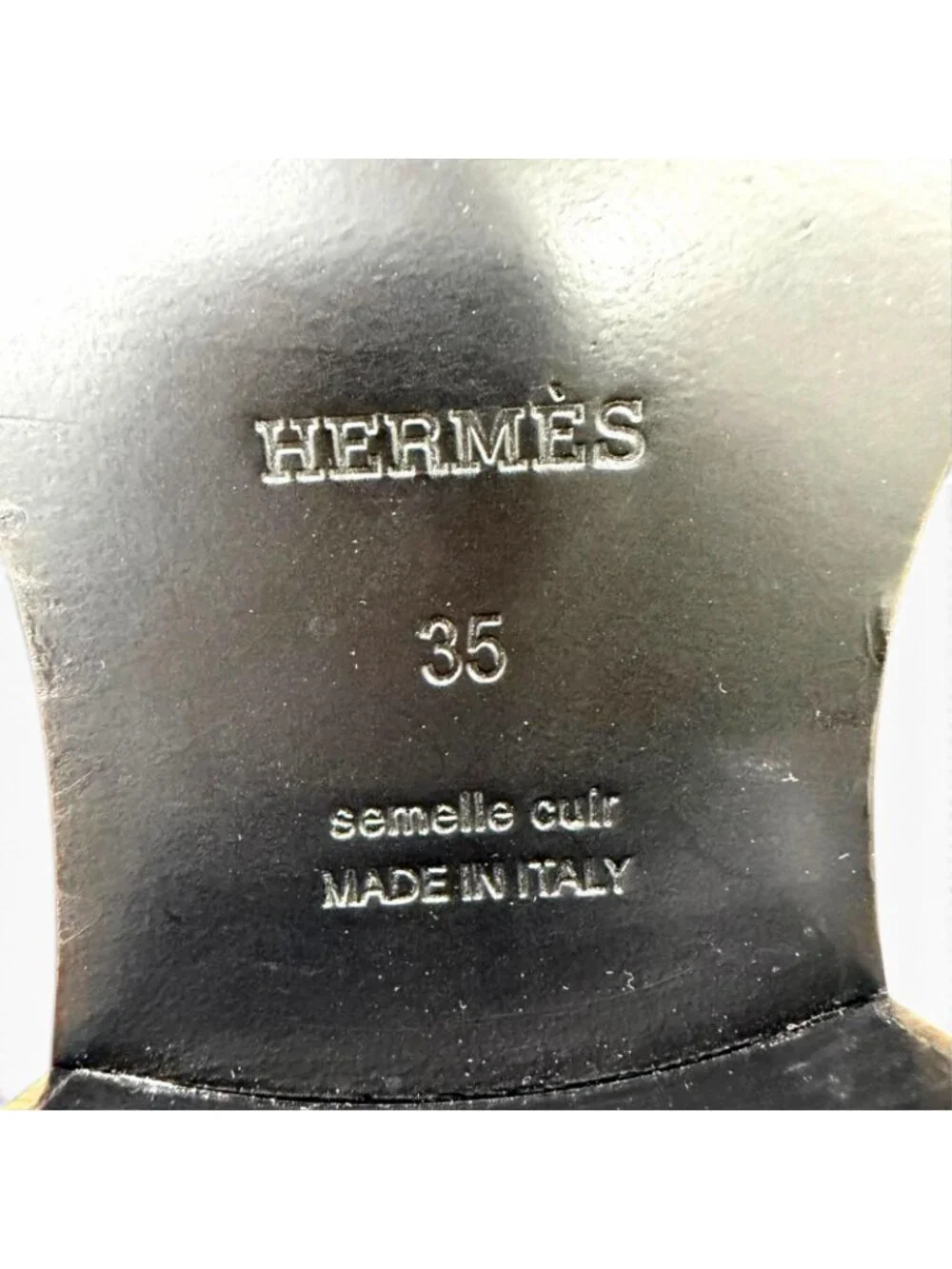 Hermes Horse H Design Leather Long Boots Black